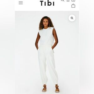 TIBI Chalky Drape Plashet Jogger White XS